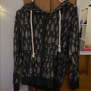 Black Hoodie with Tree Pattern